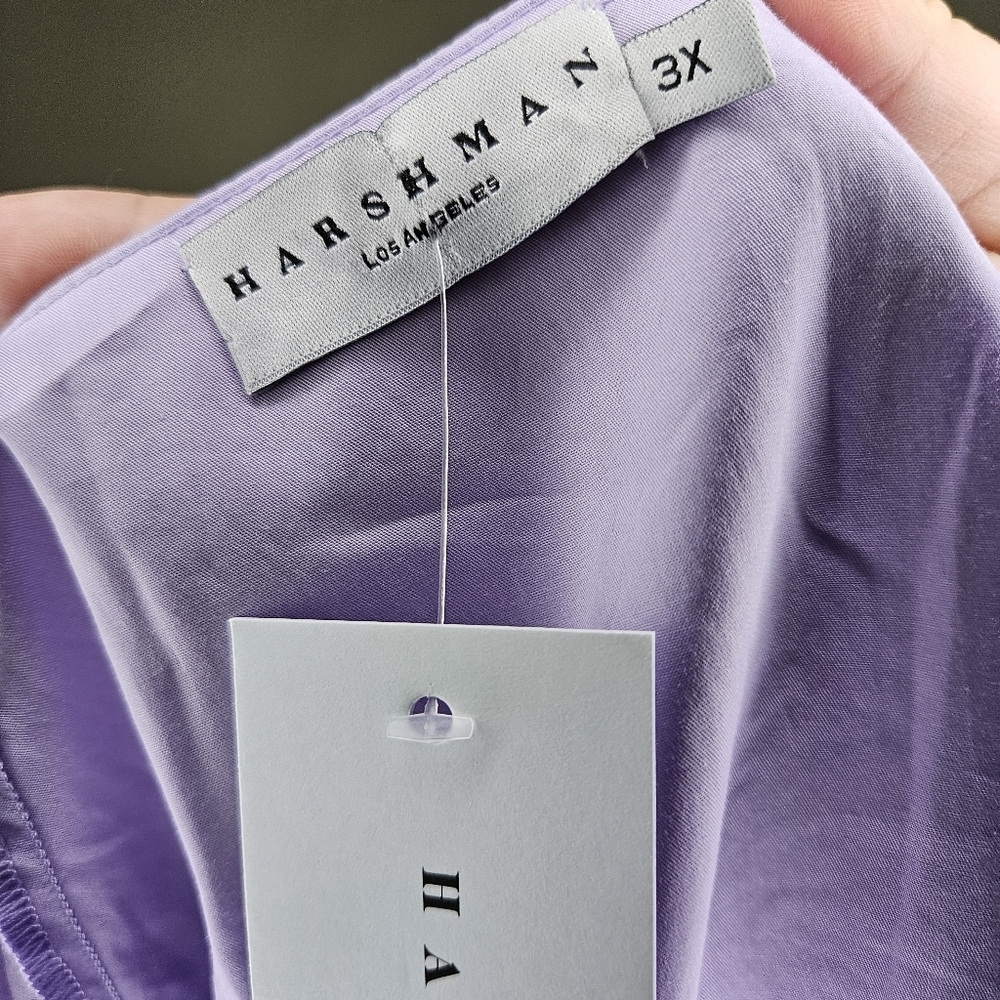 Harshman Blouse Zenaida Lilac Purple Flared Bell Sleeve Plus Size V-Neck Casual - Picture 7 of 10